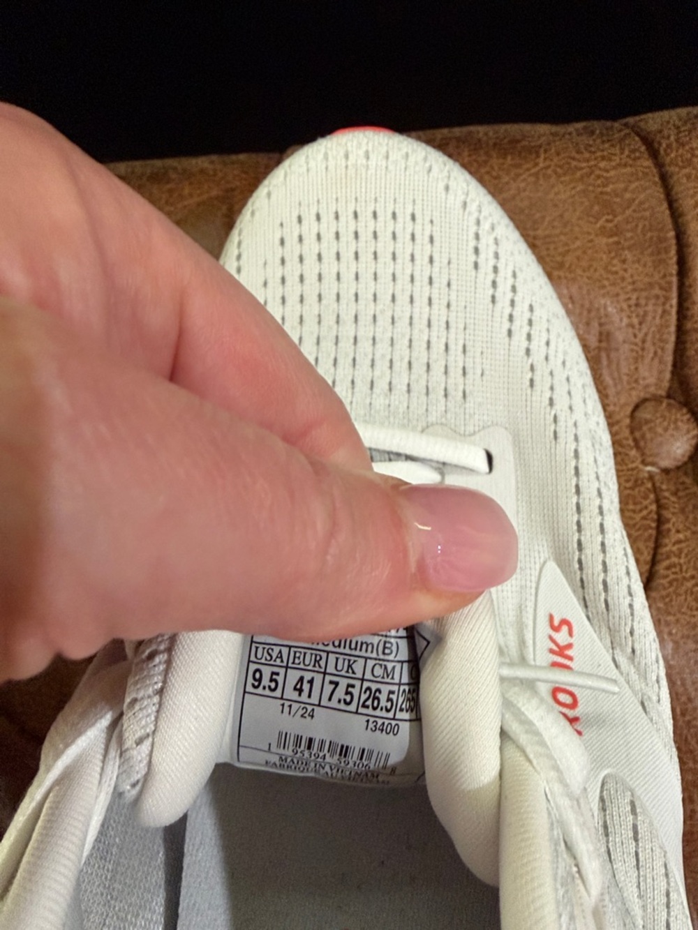 Brooks Ghost 2 Max White Running Shoes with Coral Accents - Picture 7 of 7